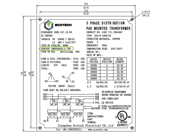 impedance nameplate impedance nameplate